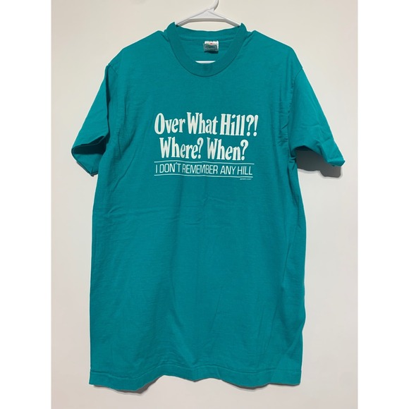 Fruit of the Loom Other - Fruit of the Loom Men Size XL Blue Over What Hill Single Stitch VTG Shirt